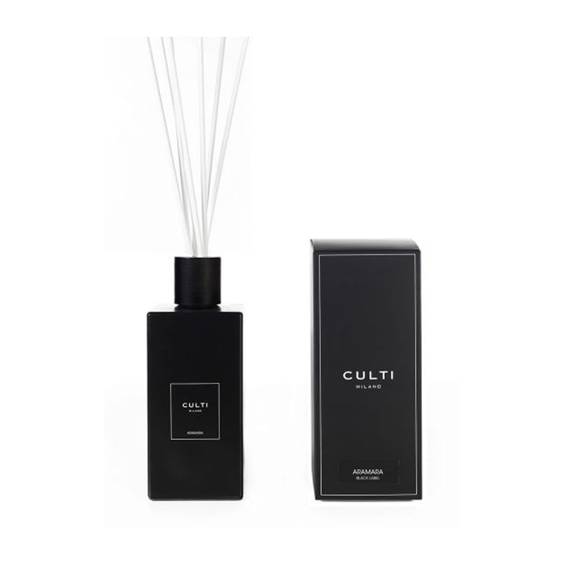 CULTI Diffusore Black Label Tessuto 500 Ml – Fragranza Di Cotone E Gelsomino, Flacone Nero Opaco Per Ambiente